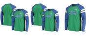 Starter Men's Green, Royal Seattle Seahawks Throwback League Raglan Long Sleeve Tri-Blend T-shirt